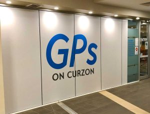 Foyer of GPs on Curzon with the blue logo, Doctors in Toowoomba