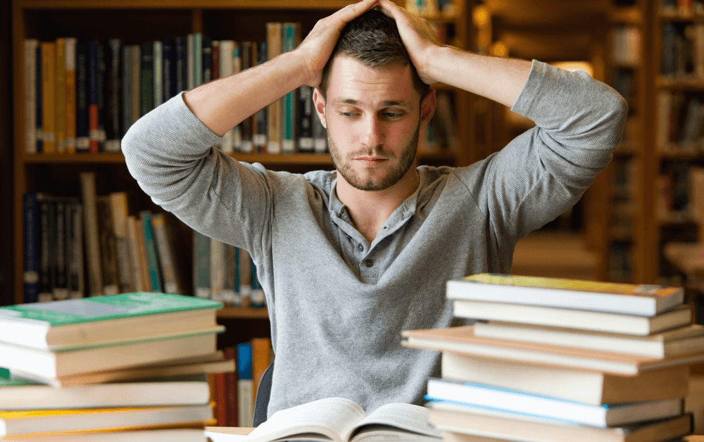 A man stressing out due to study load can suffer from inflammation due to stress