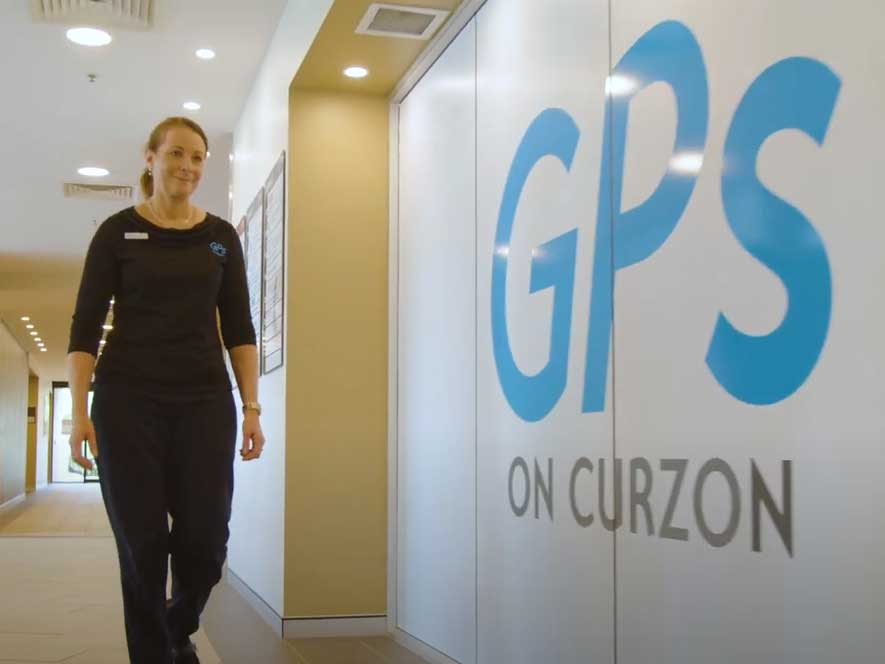 Di Mears, Chronic Disease Management Nurse walking through medical clinic GPs on Curzon to nurse-led heart health clinic
